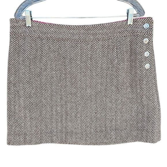 Vineyard Vines Wool Brown White Herringbone Skirt Tweed Chevron Women’s Size 14 - Picture 1 of 8